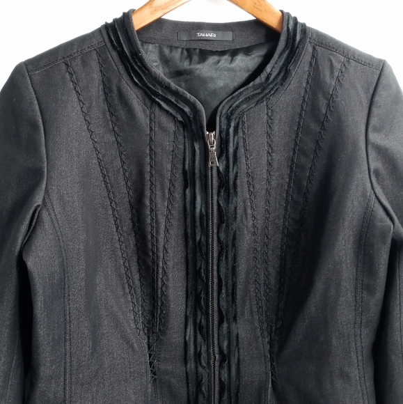 Tahari Black Zip Front Black Blazer‎ - Picture 5 of 9